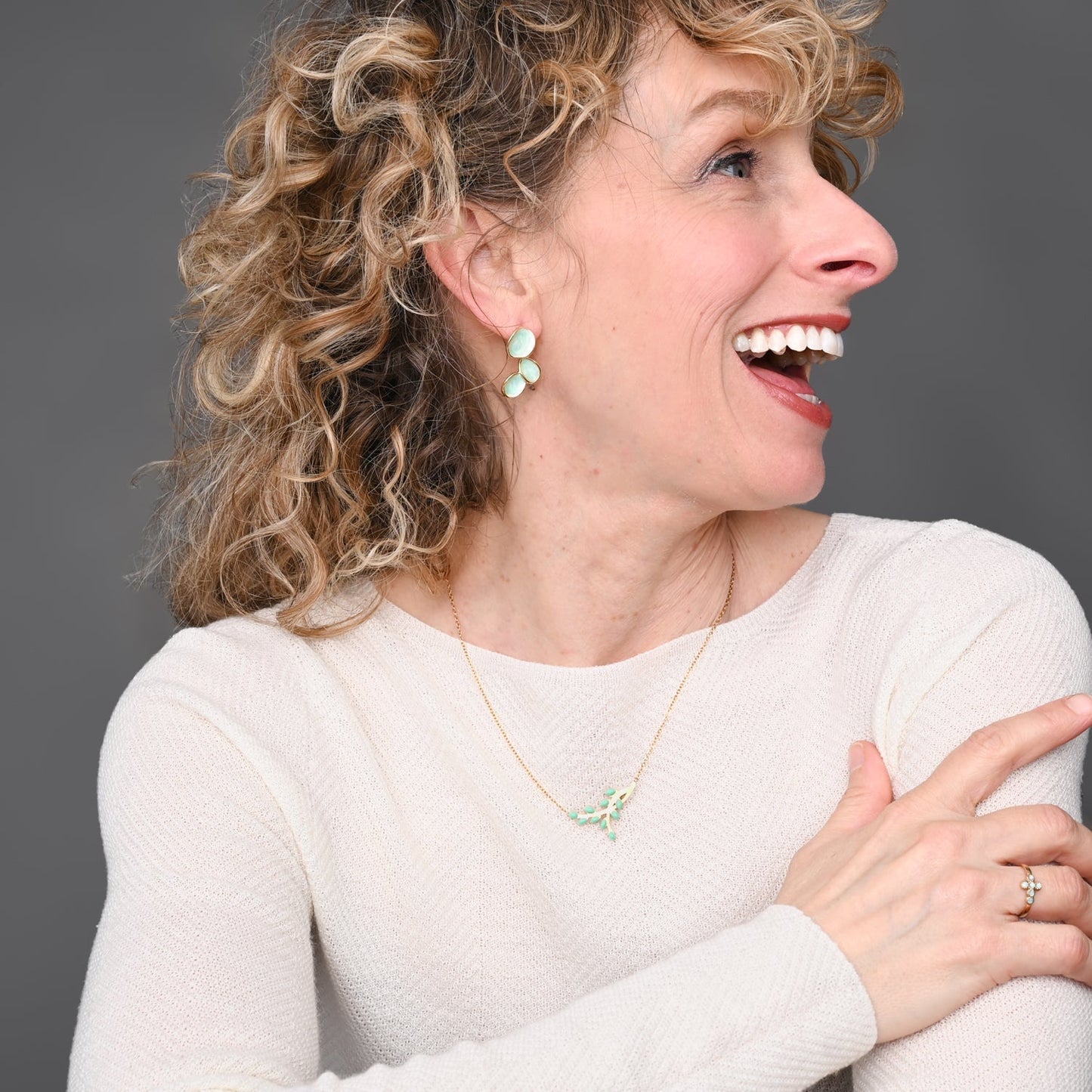 Hope Echo Enamel Earrings in Mint — 14K Gold-Plated