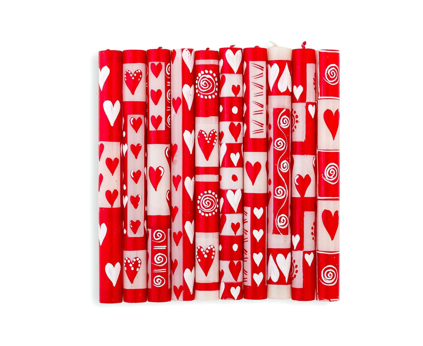 Valentine’s Day Painted Candle Set — Hand-Painted Artisan Gift!!!!!!!!