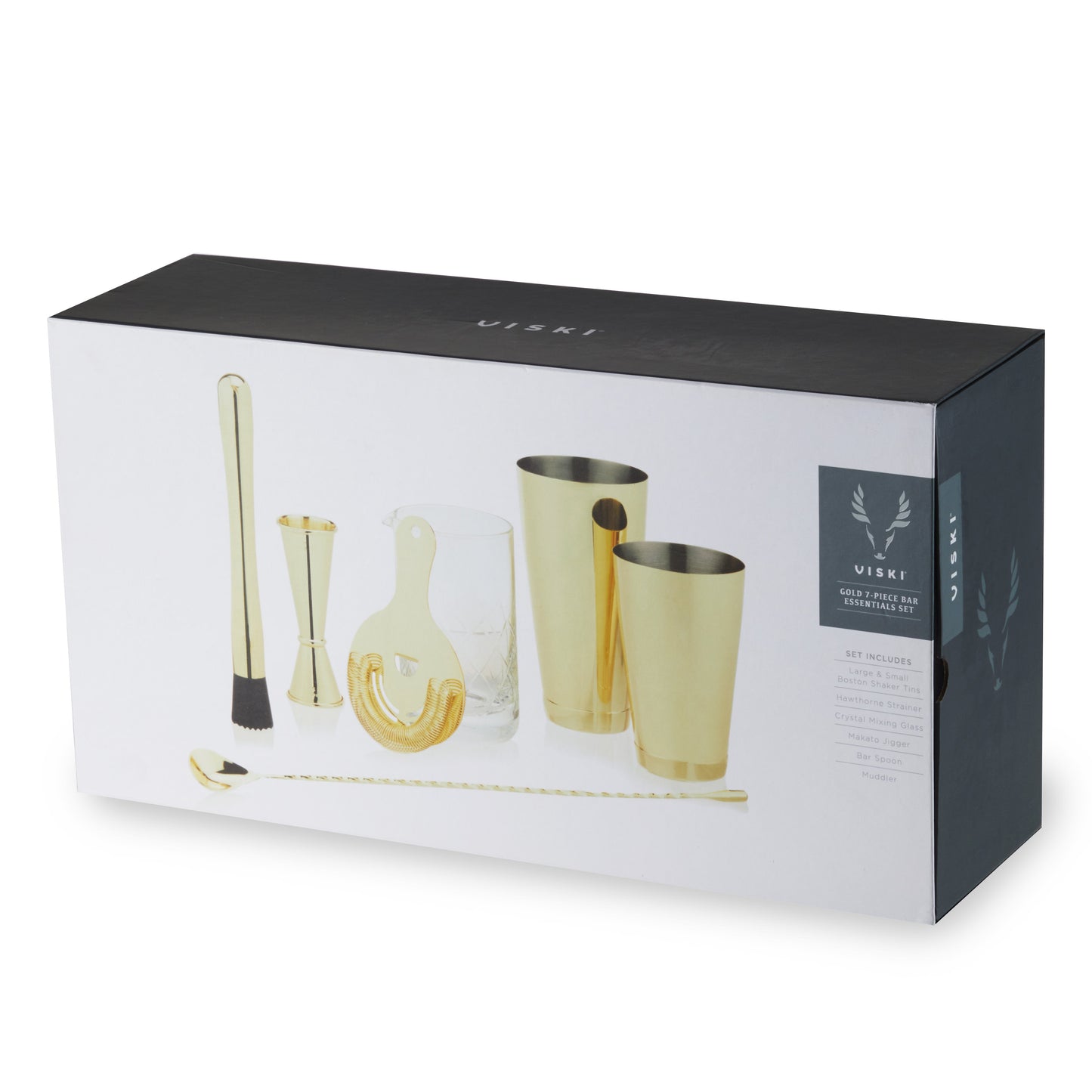 Belmont 7-Piece Gold Barware Set for Shaken Stirred and Muddled Drinks