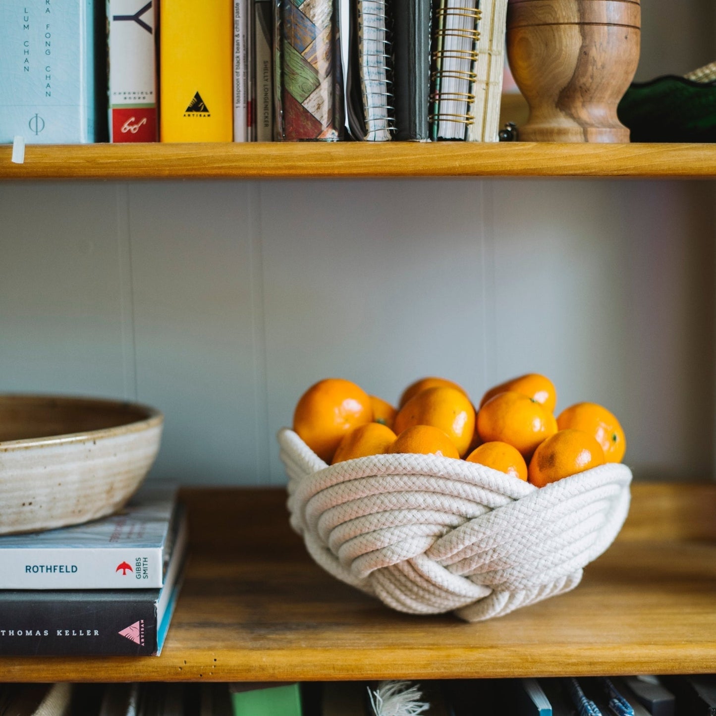 Believe Cotton Rope Accent Bowl — White