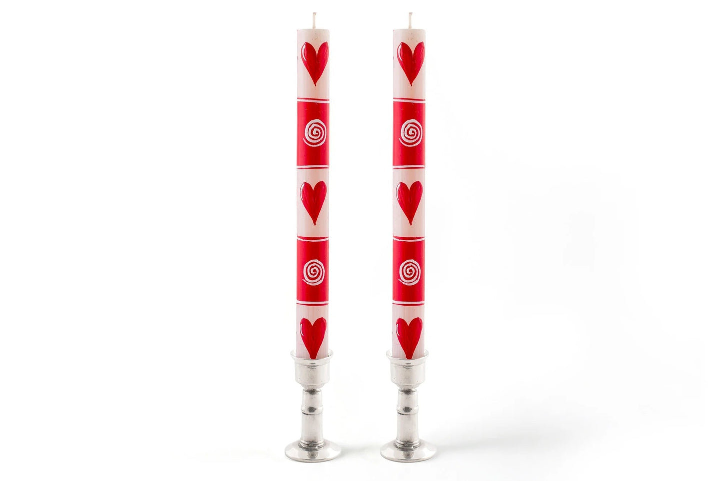 Valentine’s Day Painted Candle Set — Hand-Painted Artisan Gift!!!!!!!!
