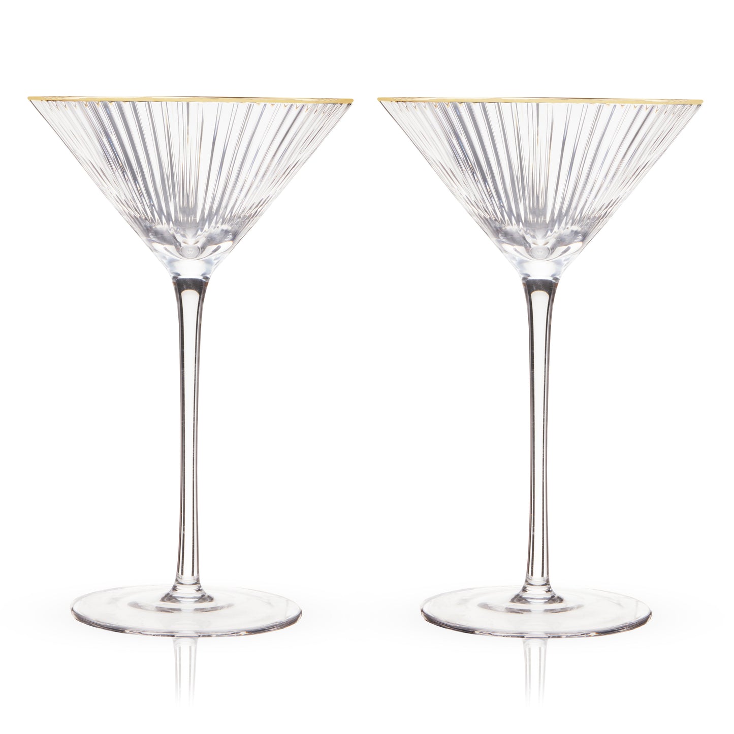 Meridian Crystal Martini Glasses Set of 2 with Gold-Dipped Rims Gift