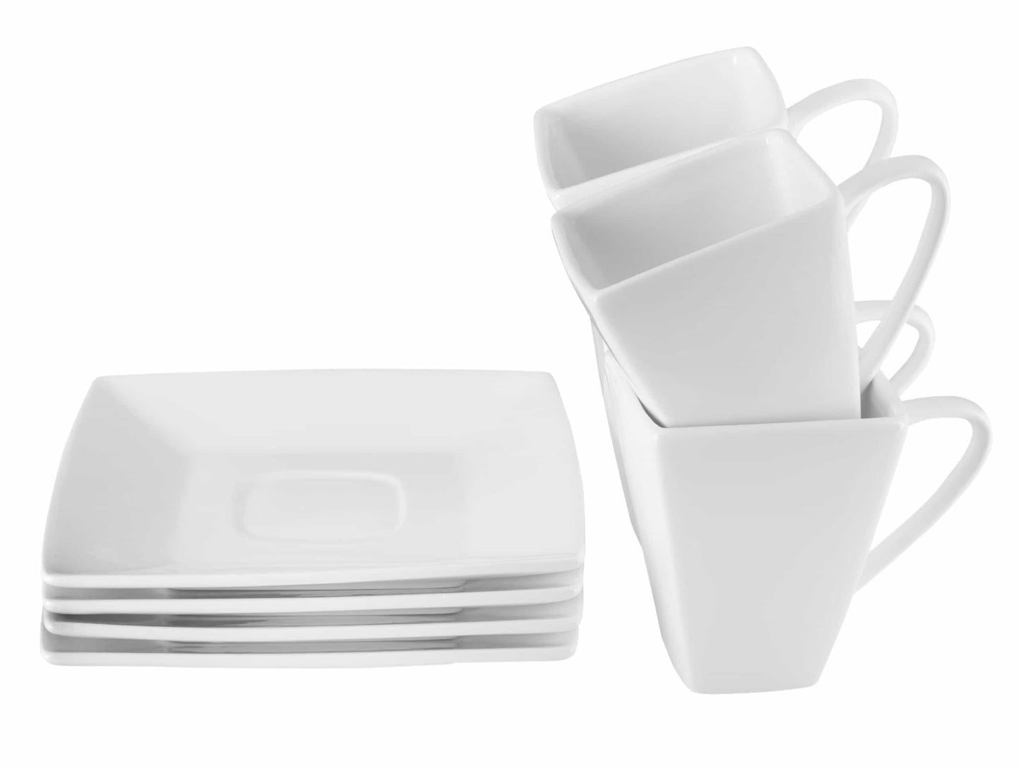 Square Porcelain Dinnerware Set Service for 4 Elegant White