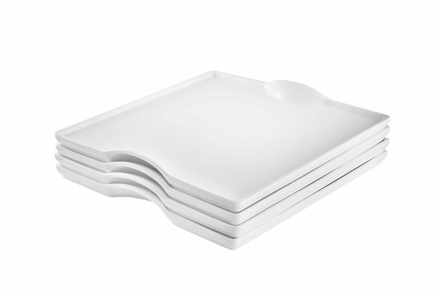 Square Porcelain Dinnerware Set Service for 4 Elegant White