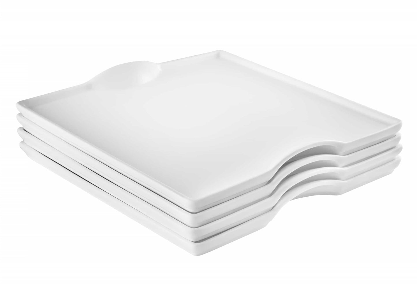 Square Porcelain Dinnerware Set Service for 4 Elegant White