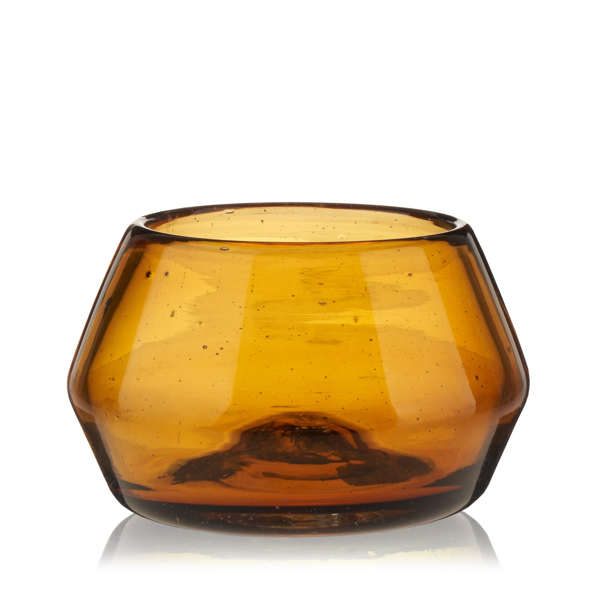 Close-up of recycled glass texture and amber color