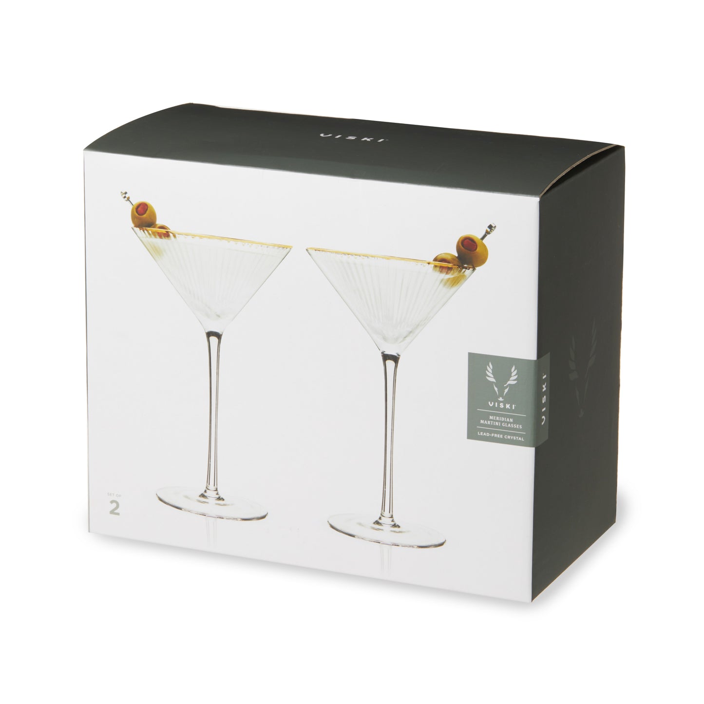 Meridian Crystal Martini Glasses Set of 2 with Gold-Dipped Rims Gift