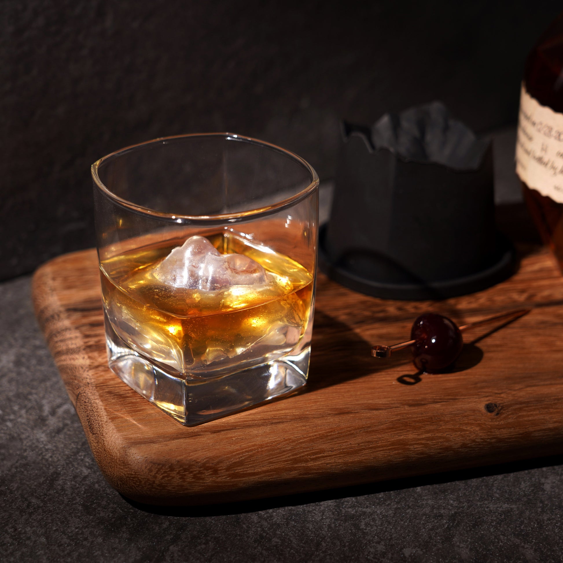 Mountain ice cube in crystal tumbler
