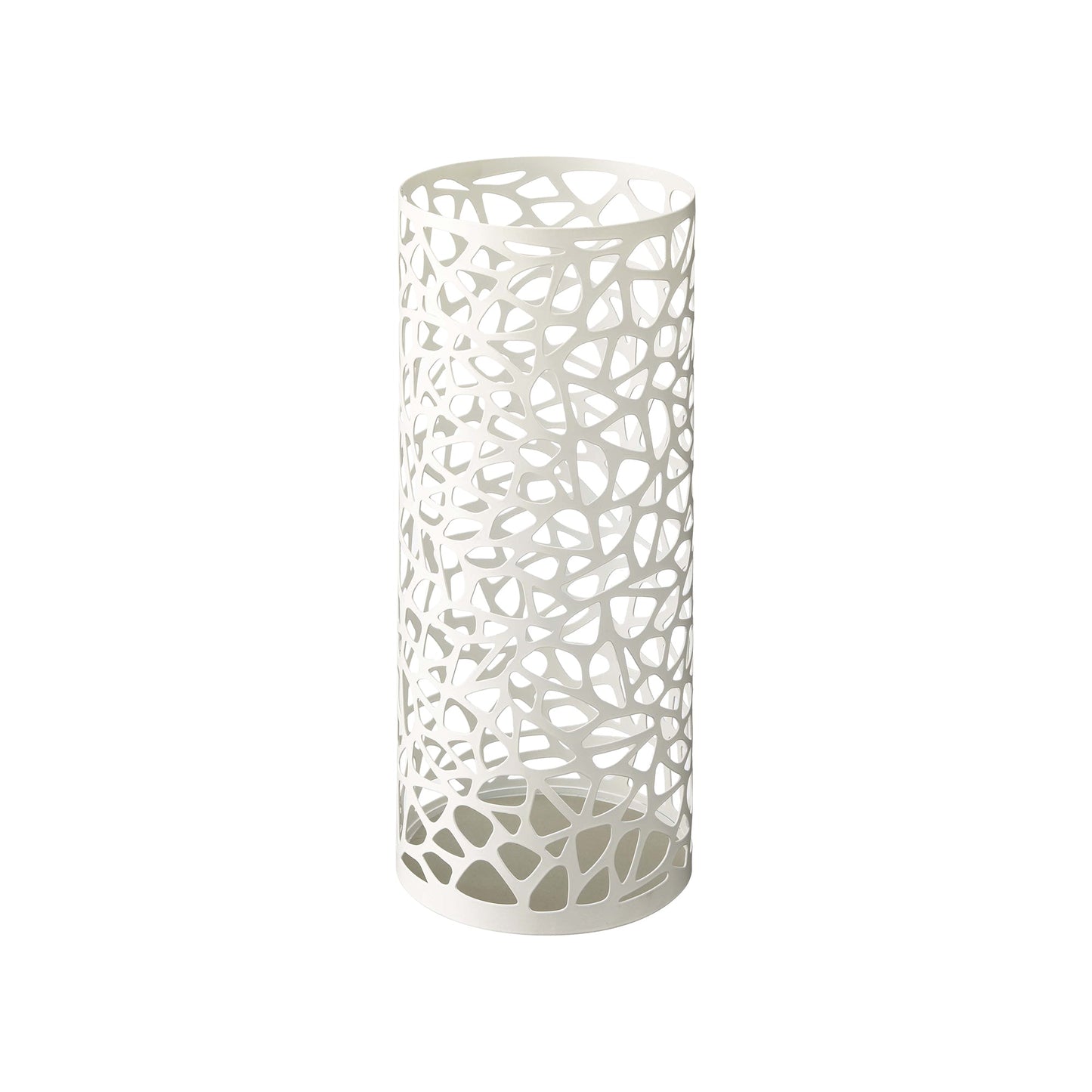 Round Powder-Coated Steel Umbrella Stand — White/Black