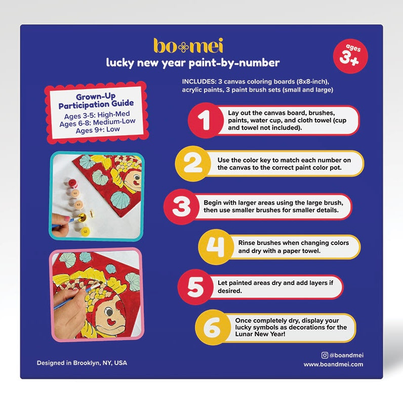 Lucky Symbol Paint by Number Art Kit for Cultural Family Fun