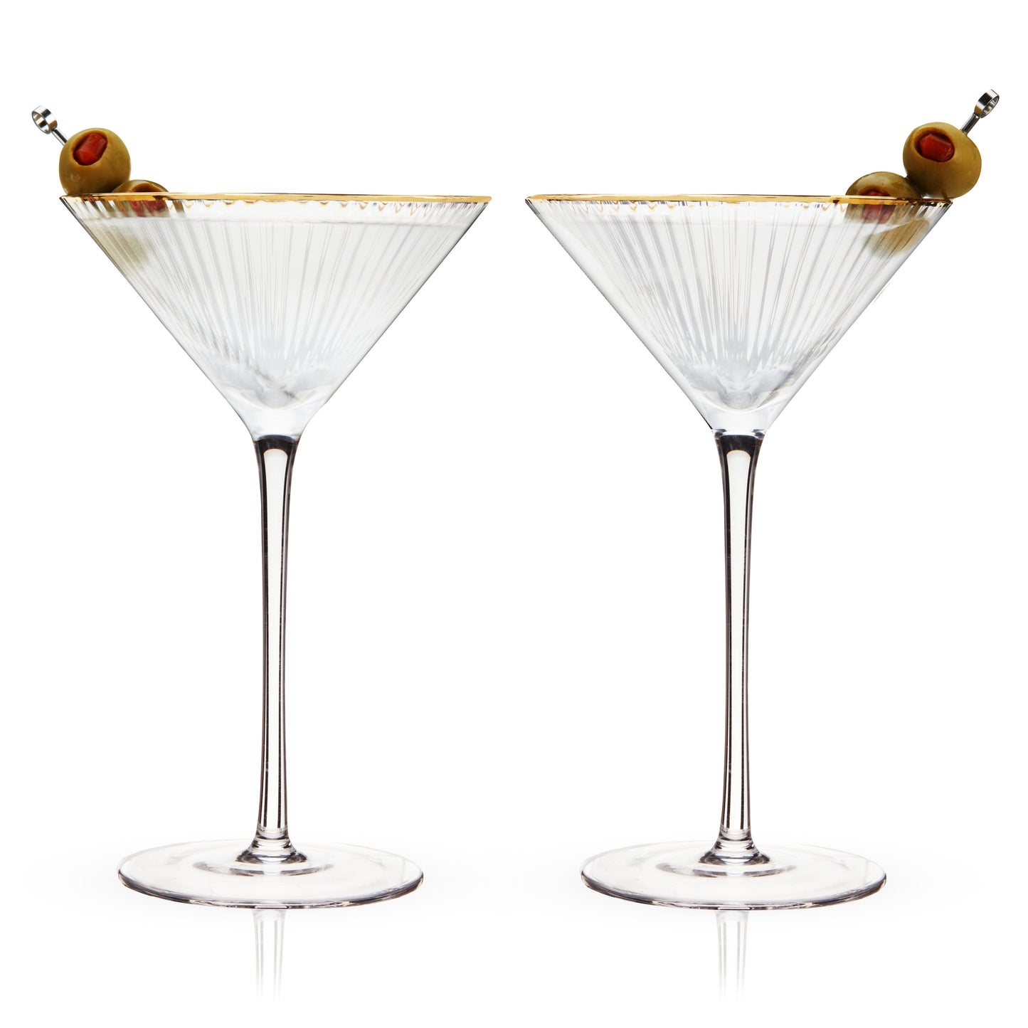 Meridian Crystal Martini Glasses Set of 2 with Gold-Dipped Rims Gift