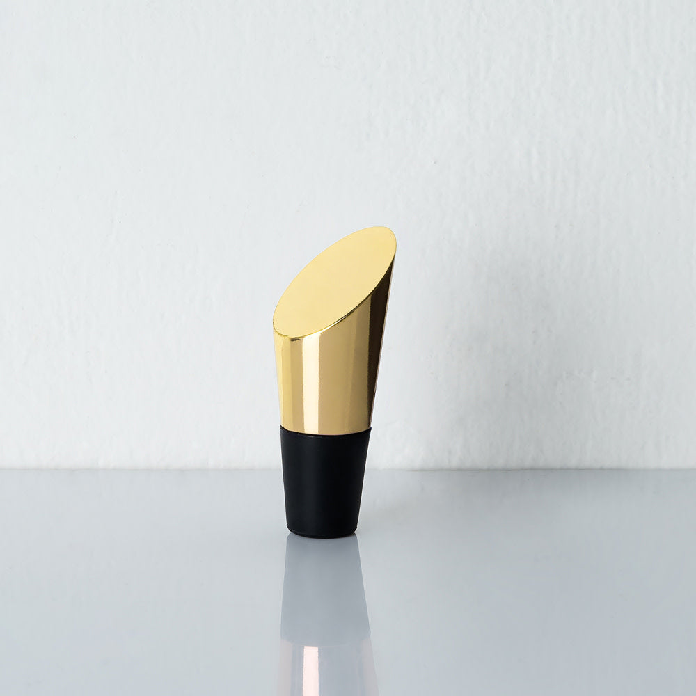 Belmont Heavyweight Gold Bottle Stopper with Soft Silicone Sleeve Gift