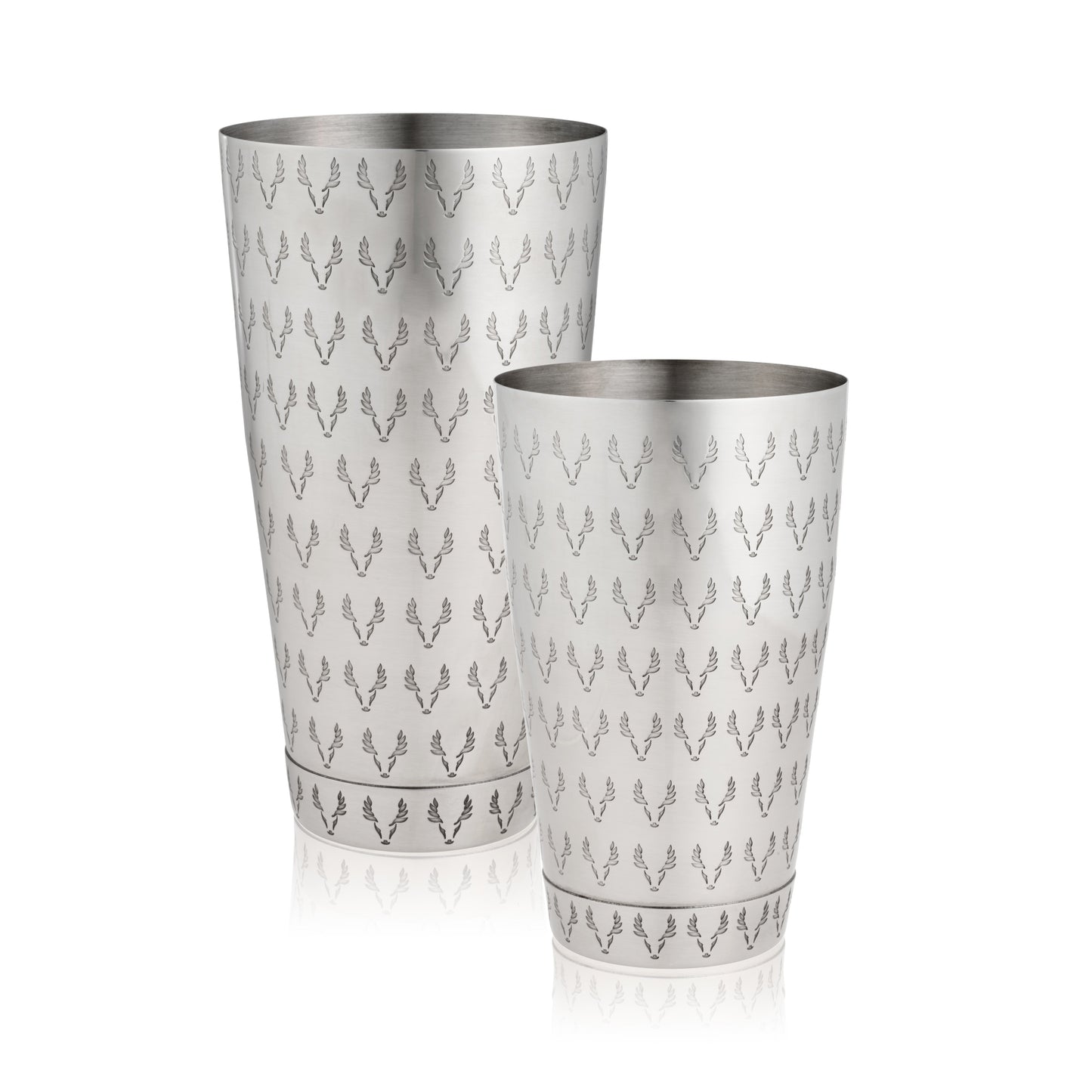 Staghead Etched Boston Shaker Tin Set 18 oz and 28 oz Stainless