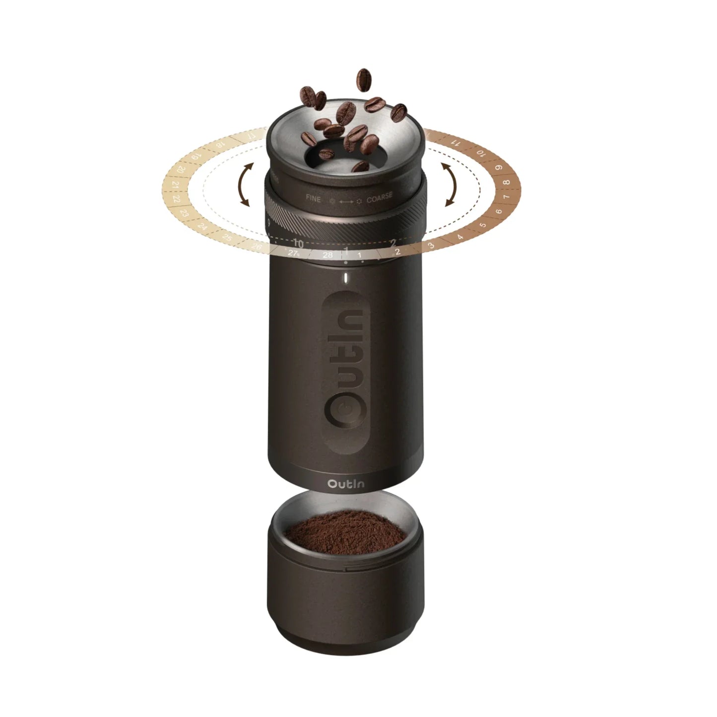OutIn Fino Electric Coffee Grinder for Commuters Portable Rechargeable
