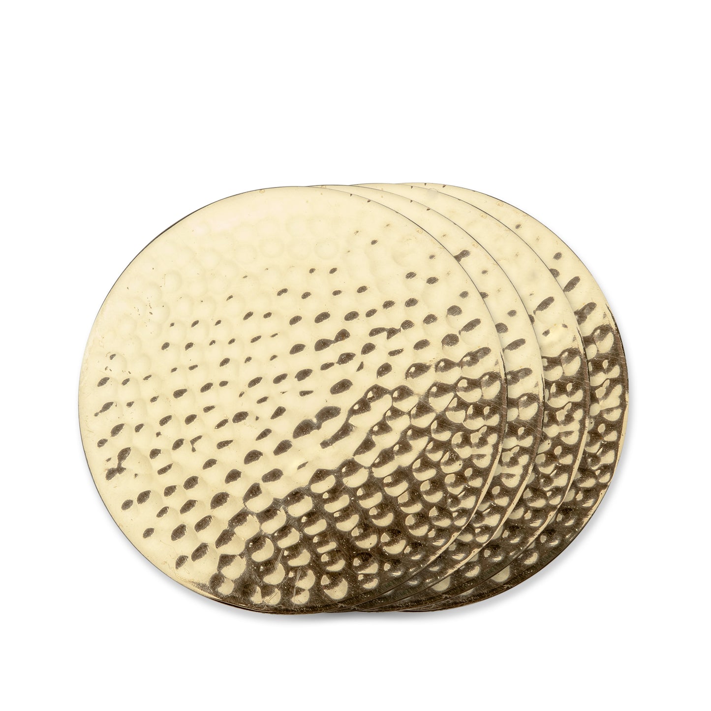 Hammered Solid Brass Coasters Set of 4 — Velvet‑Backed Gift Edition