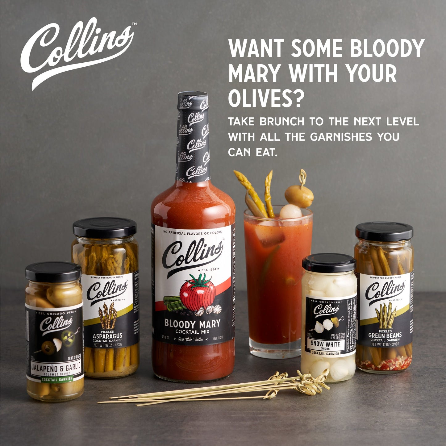 Ultimate Bloody Mary Kit with Premium Mix Garnishes and Cocktail Picks