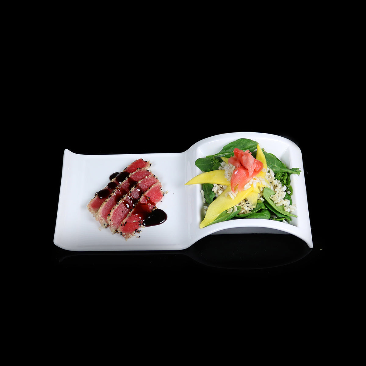 Sectional Salad Plates Set of 4 Porcelain Serving Plates