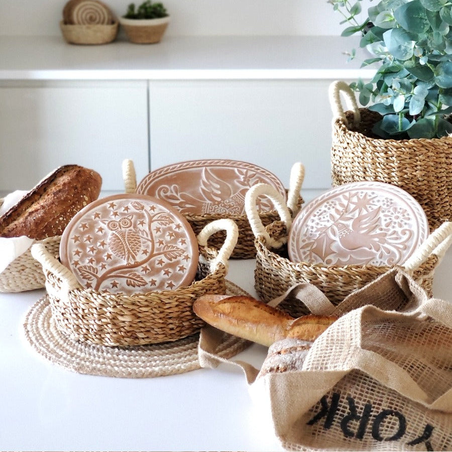 Bird Round Bread Warmer & Seagrass Basket
