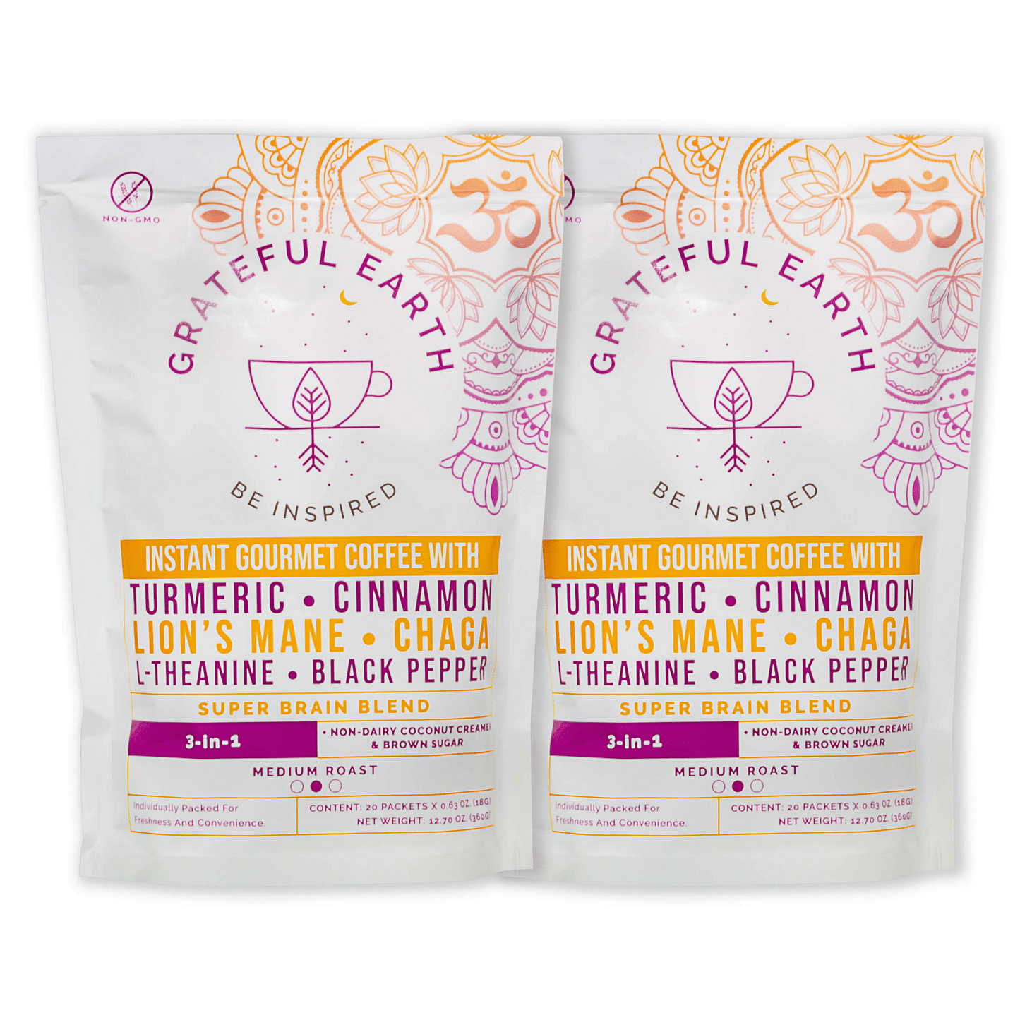 Two-Bag Super Brain Coffee Bundle — 3-in-1 Medium Roast, 6 Nootropics