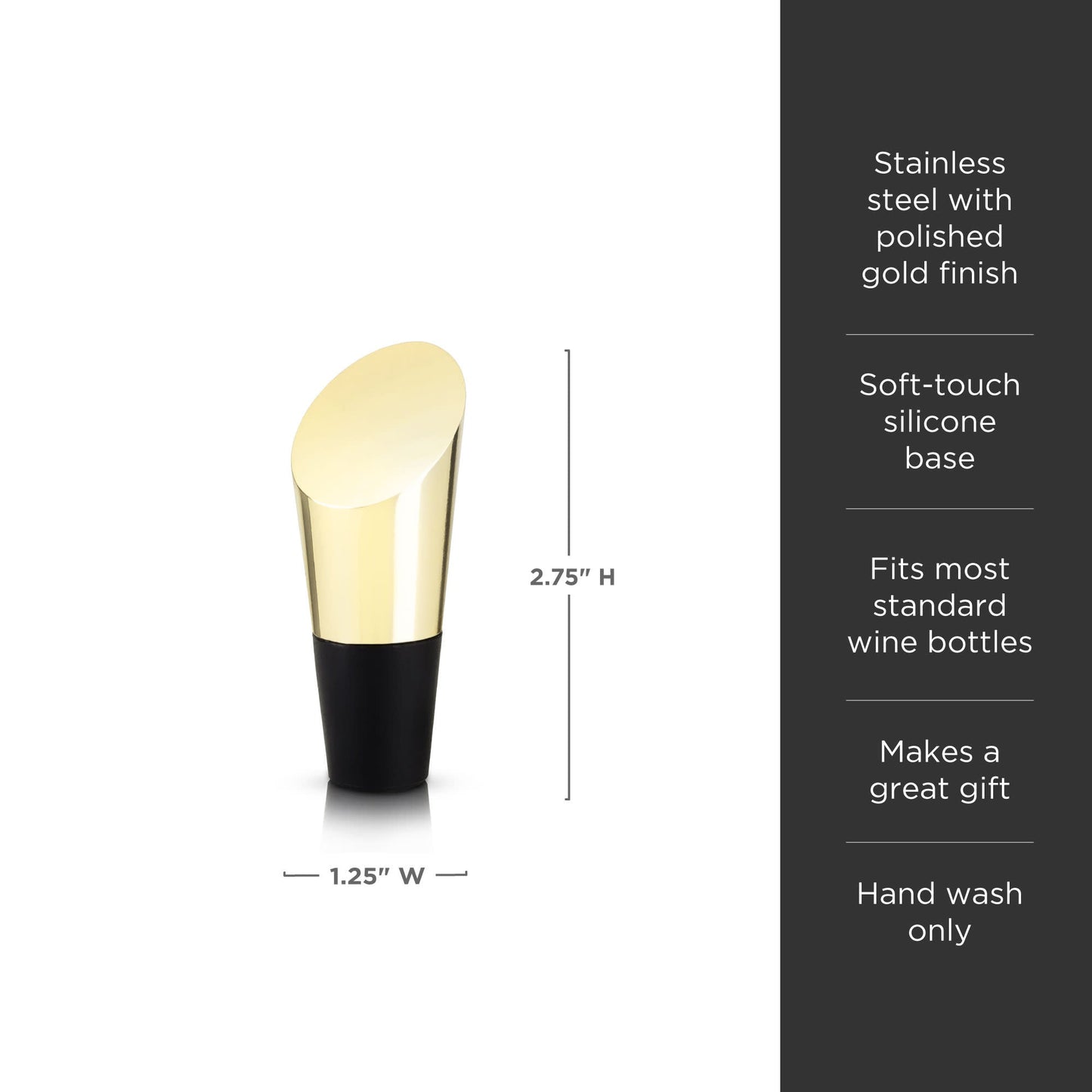 Belmont Heavyweight Gold Bottle Stopper with Soft Silicone Sleeve Gift