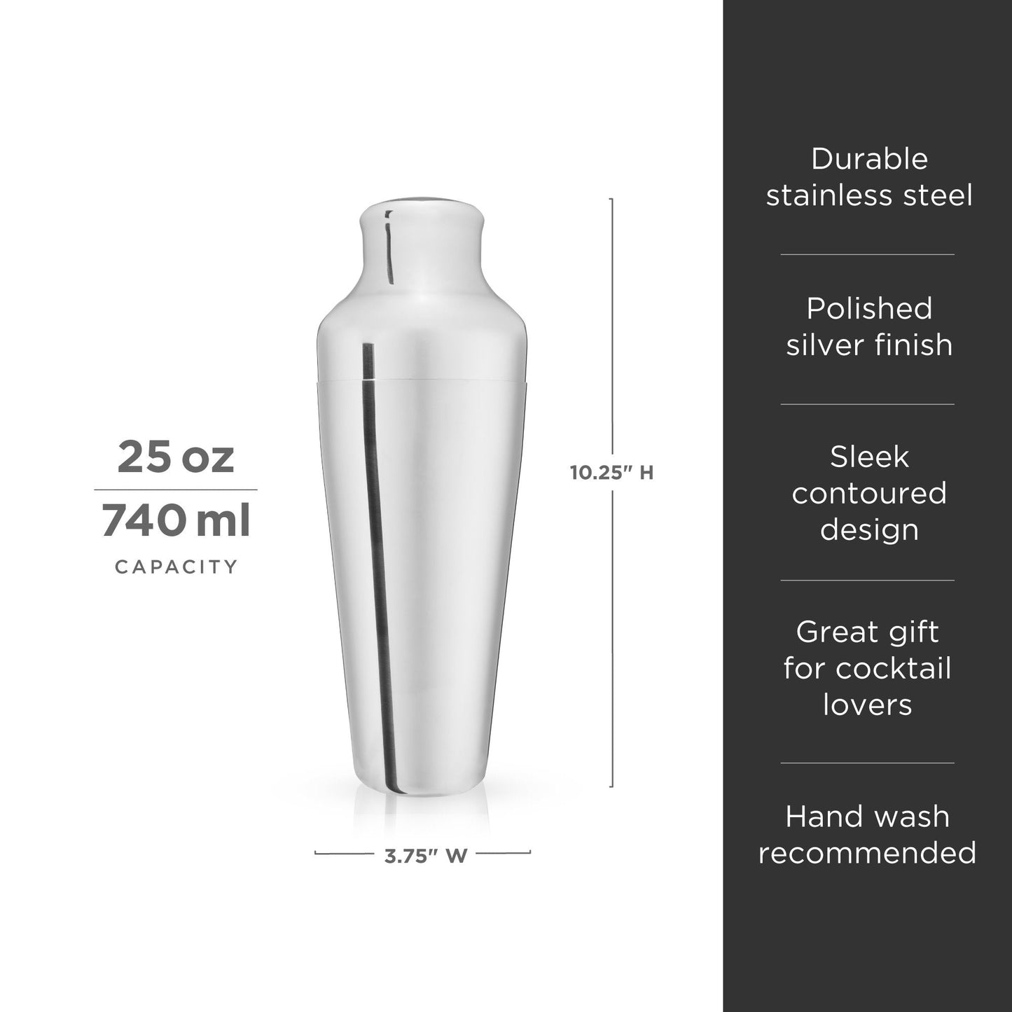 Harrison Parisian Stainless Steel Cocktail Shaker 25 oz Bar Gift