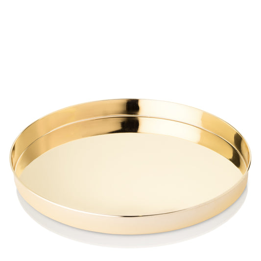 Round Gold Serving Tray 12.5 Inch Polished Stainless Steel Entertaining