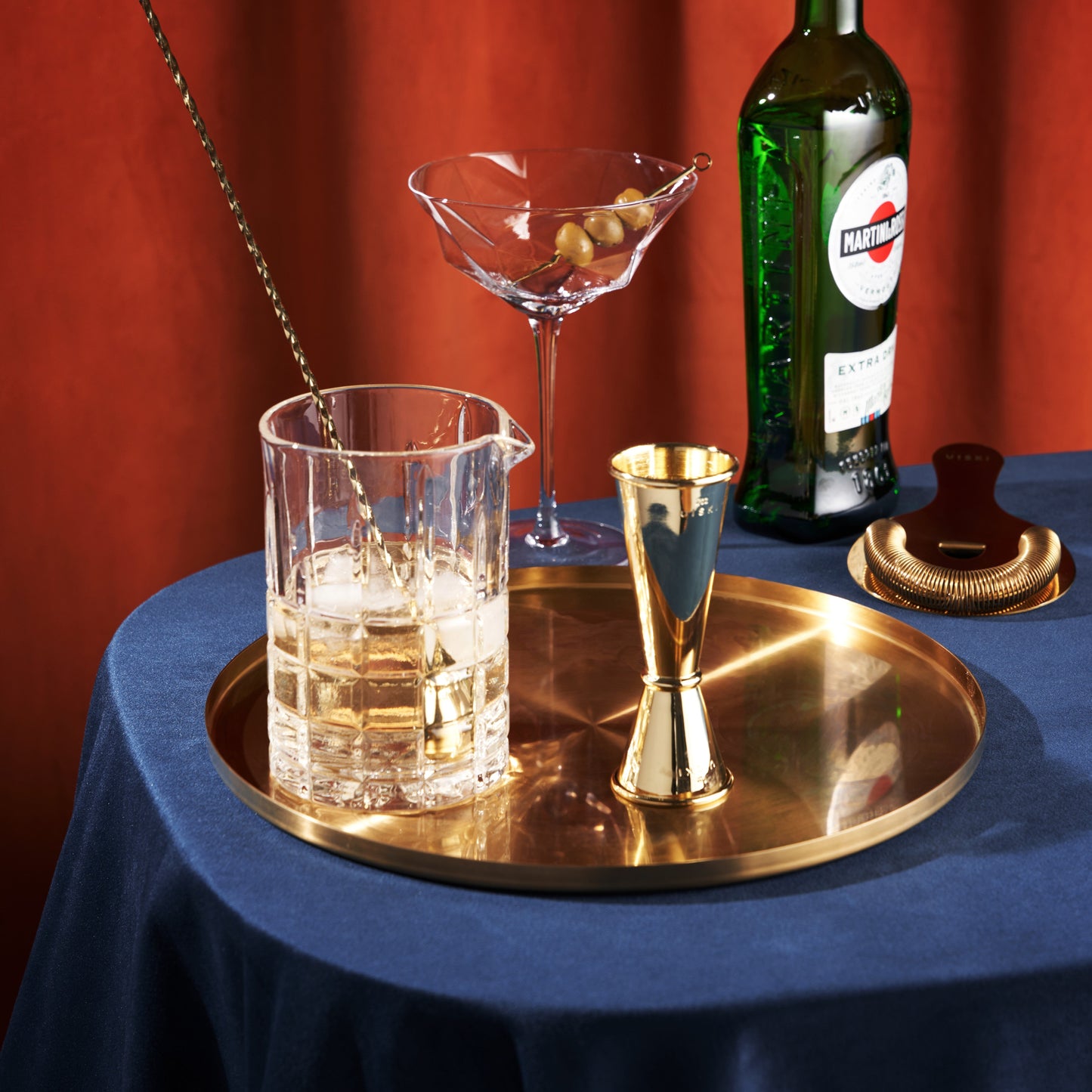 Belmont 7-Piece Gold Barware Set for Shaken Stirred and Muddled Drinks