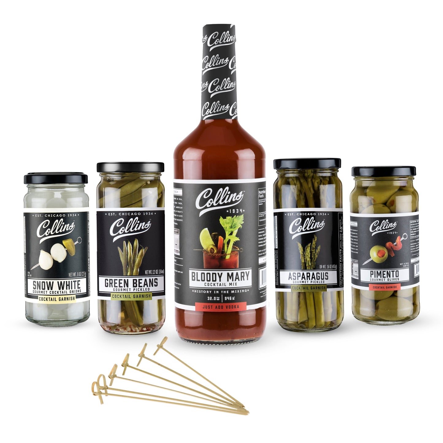 Ultimate Bloody Mary Kit with Premium Mix Garnishes and Cocktail Picks